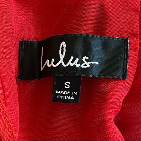 LULUS Beautiful Red Floral Lined Slit  Maxi Dress Size Small S - Picture 8 of 11